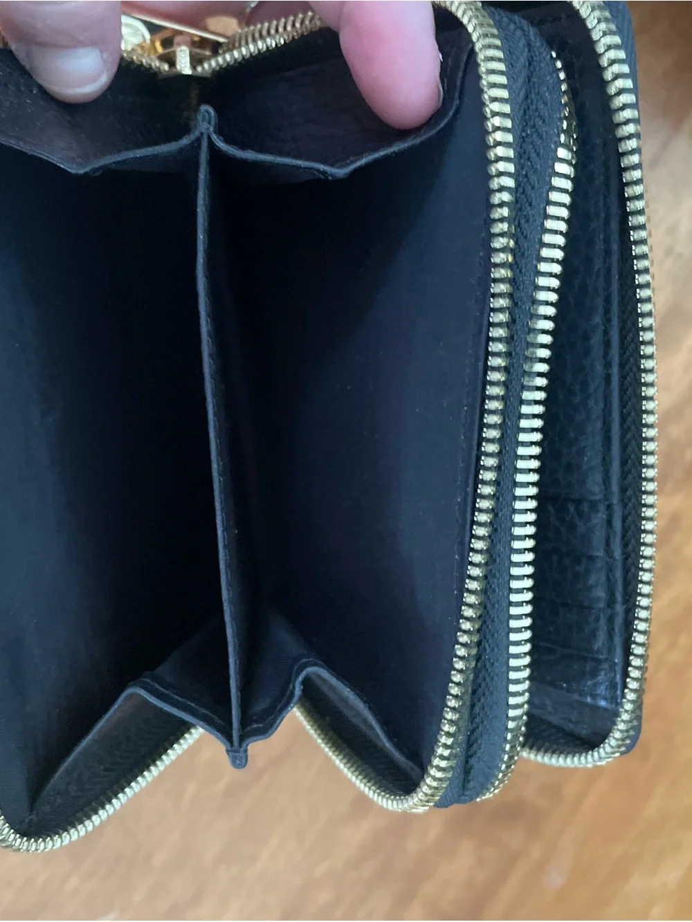 Valentina Black Pebbled Leather Double Zip Wallet